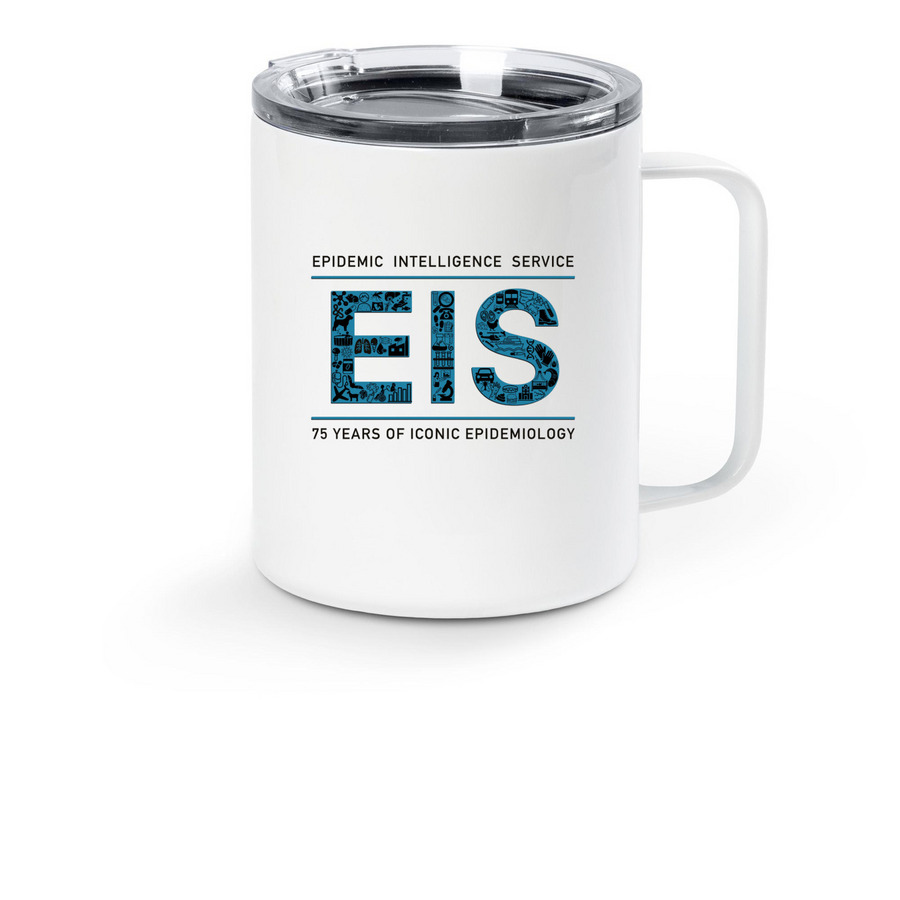 EIS 75th Anniversary Travel Mug, a White Stainless Steel Travel Mug