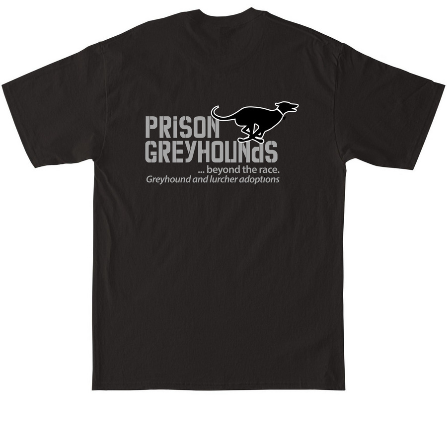Prison Greyhounds Grey/Black Logo C2, a Black Tall Classic Unisex Tee (back-view)