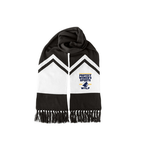 WOLF Sports - Protect Women's Sports Scarf, a Black/ White Two-Tone Gameday Scarf