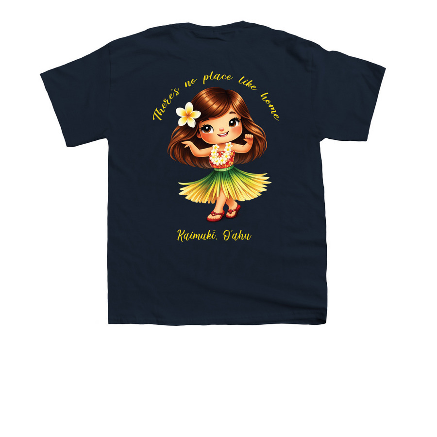 There's No Place Like Home, a Navy Youth Unisex Tee (back-view)