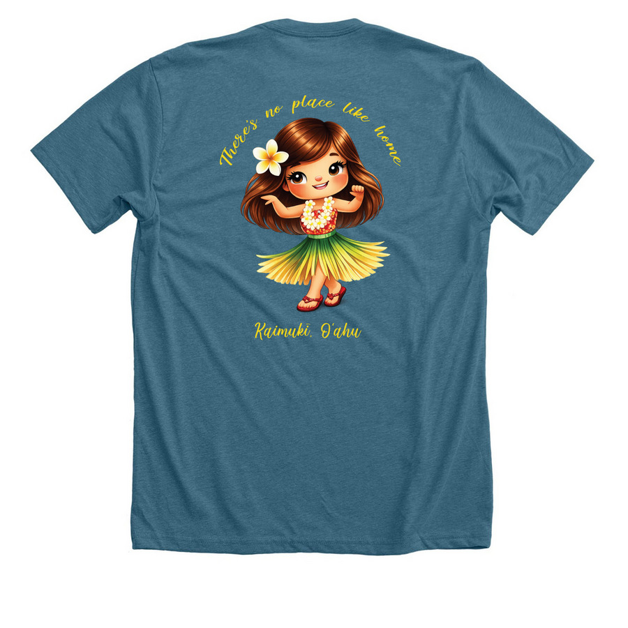 There's No Place Like Home, a Heather Deep Teal Premium Unisex Tee (back-view)