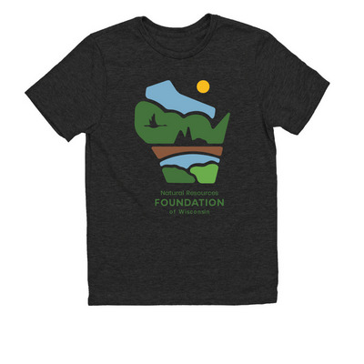 Natural Resources Foundation of WI Logo Tee, a Space Black Allmade Youth Eco Triblend Tee
