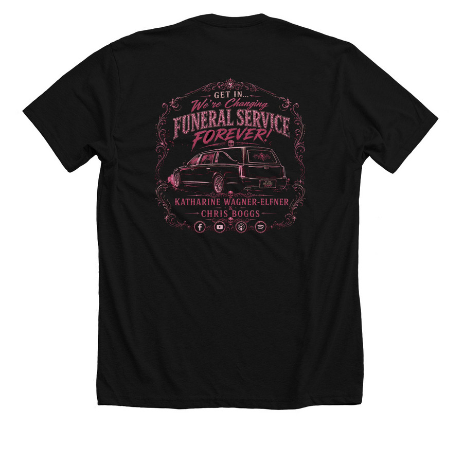 As The Hearse Turns 02, a Solid Black Blend Premium Unisex Tee (back-view)