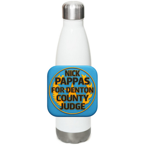 Pappas For Denton campaign bottles, a White Stainless Steel Water Bottle