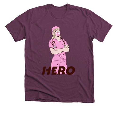 Hero2, a Heather Maroon Premium Unisex Tee
