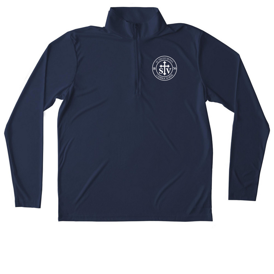 Active Wear, a True Navy Unisex Performance Quarter Zip Pullover