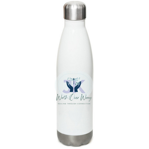 Worth Over Worry, a White Stainless Steel Water Bottle