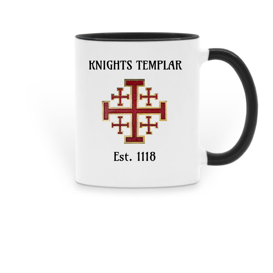 Templar Mugs Jerusalem Cross, a Black Two-Tone Ceramic Mug