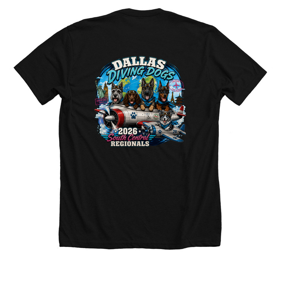 Dallas Diving Dogs Regionals 2026, a Solid Black Blend Premium Unisex Tee (back-view)