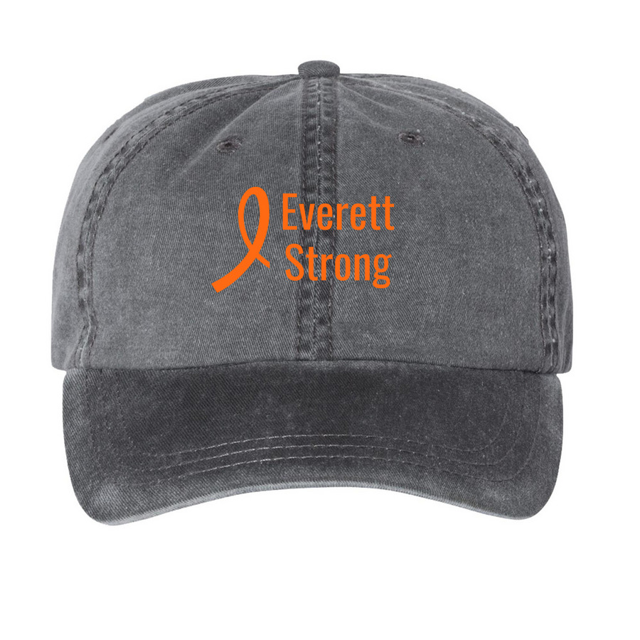 Team Everett, a Black Printed Pigment Dye Baseball Cap