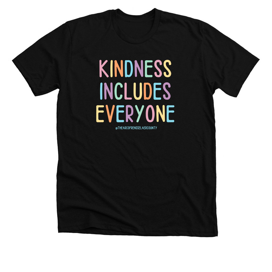 Kindness Includes Everyone Shirt, a Solid Black Blend Premium Unisex Tee