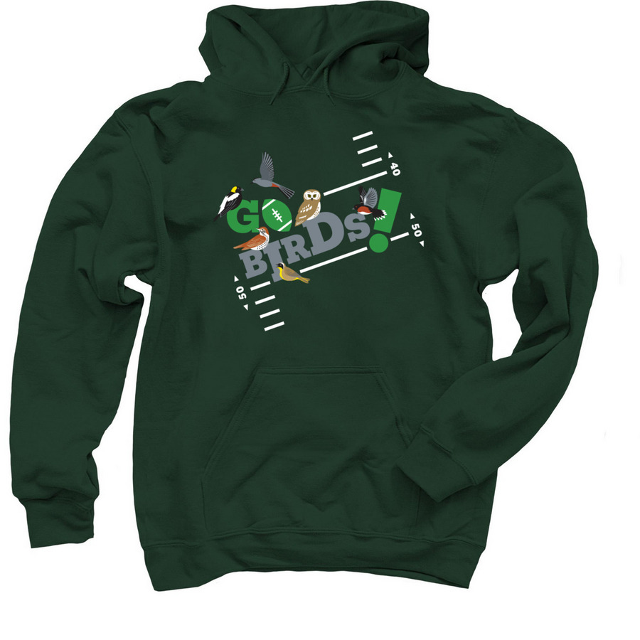 Go Birds-Kelly Green_1, a Forest Green Pullover Hoodie