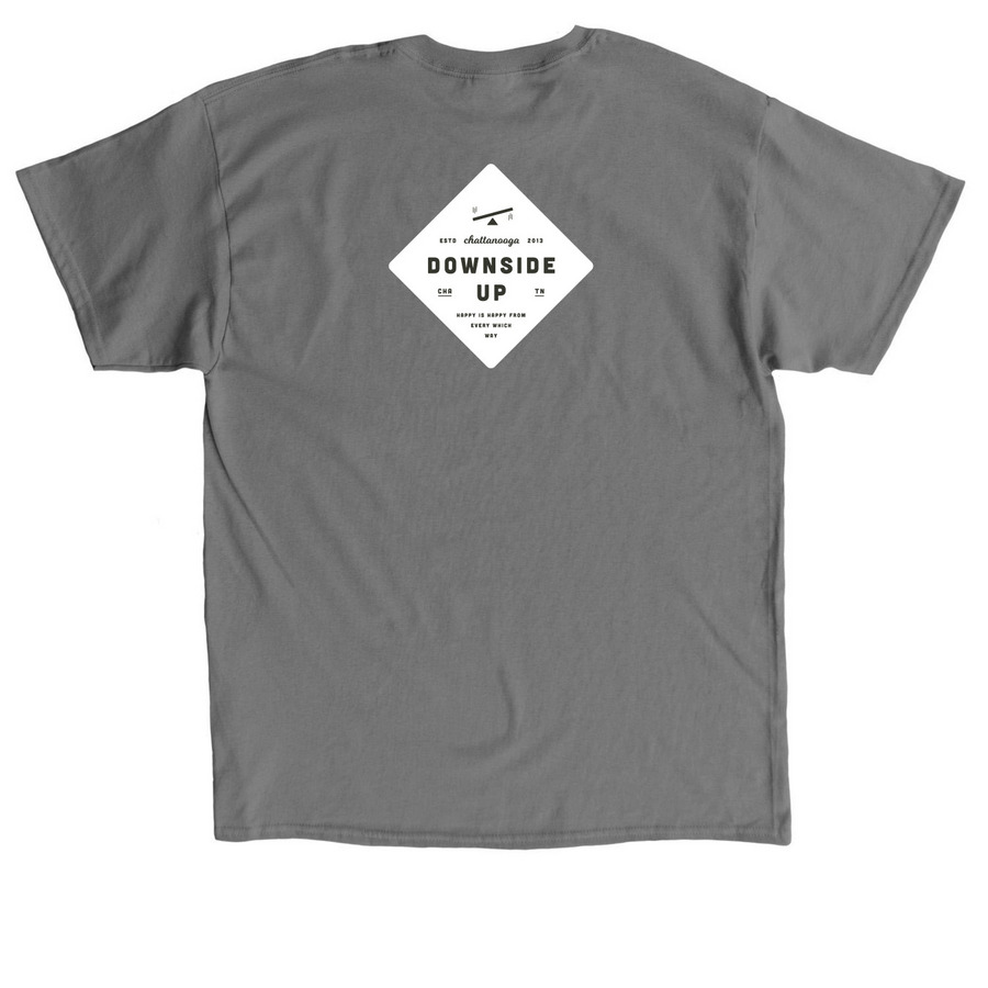 downside up, a Charcoal Classic Unisex Tee (back-view)