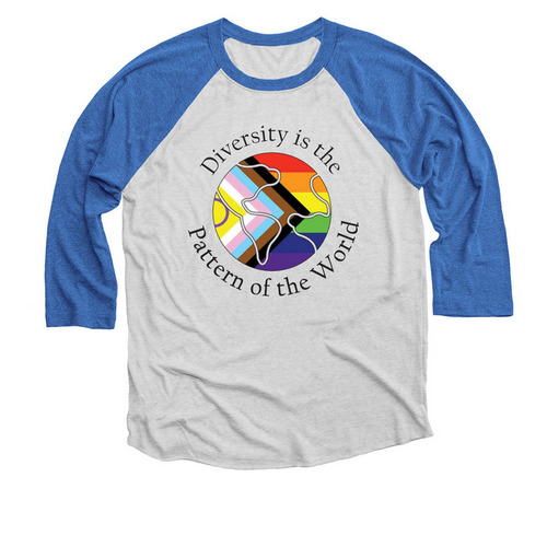 Diversity is the Pattern - Western Hemisphere, a Vintage Royal and Heather White 3/4 Sleeve Baseball Tee