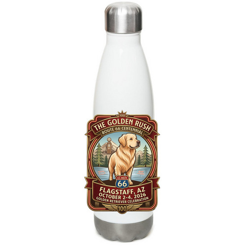 Golden Rush Water Bottle, a White Stainless Steel Water Bottle