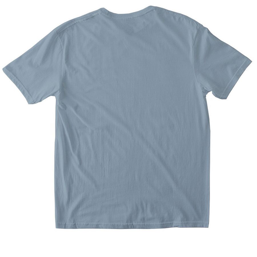 "Goats love flowers", a Stone Blue Softstyle Cotton Tee (back-view)