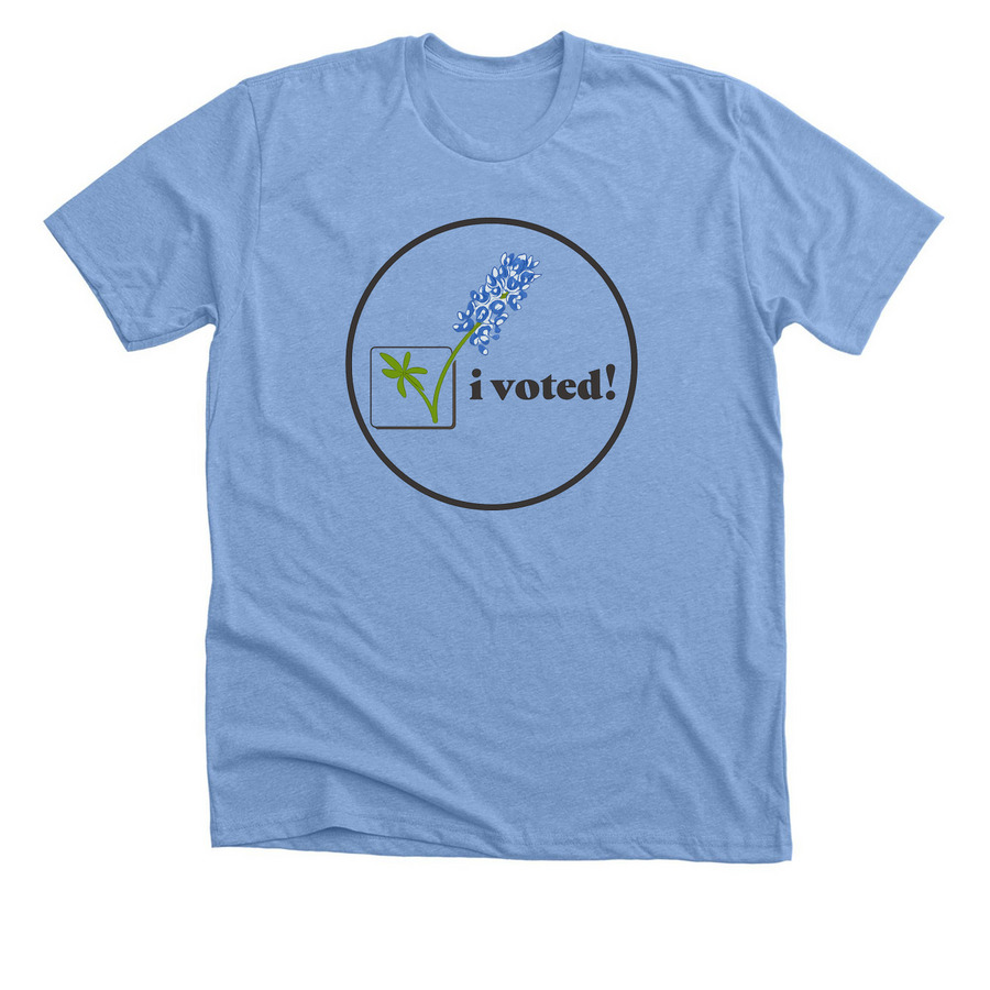 I Voted - Bluebonnet, a Heather Carolina Blue Premium Unisex Tee