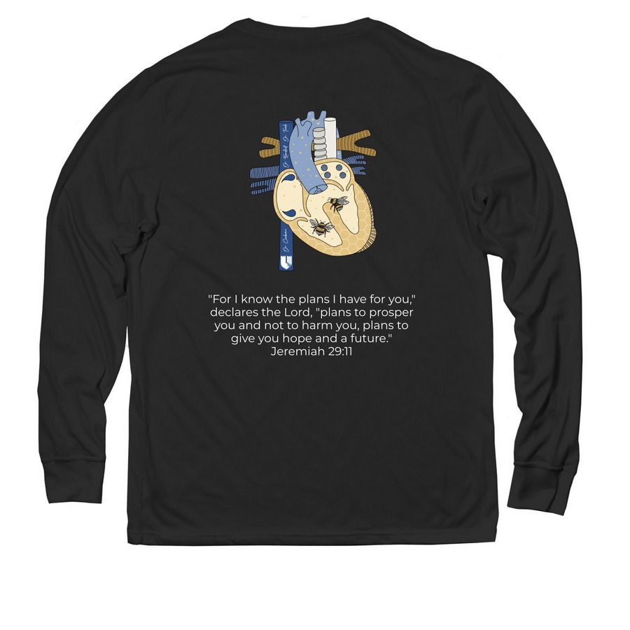 Owen Strong long sleeve w/ Jeremiah 29:11&nbsp;, a Deep Black Allmade Eco Triblend Long Sleeve Tee (back-view)