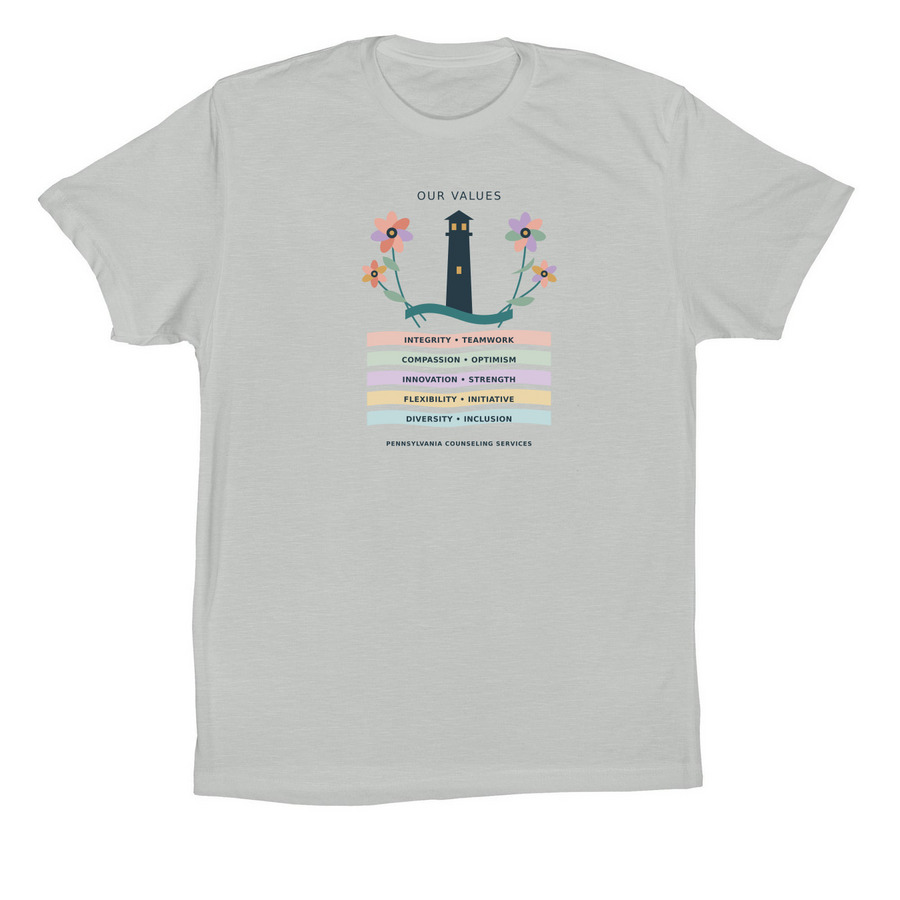 The Values that Help us Grow, a Silver Premium Cotton Tee