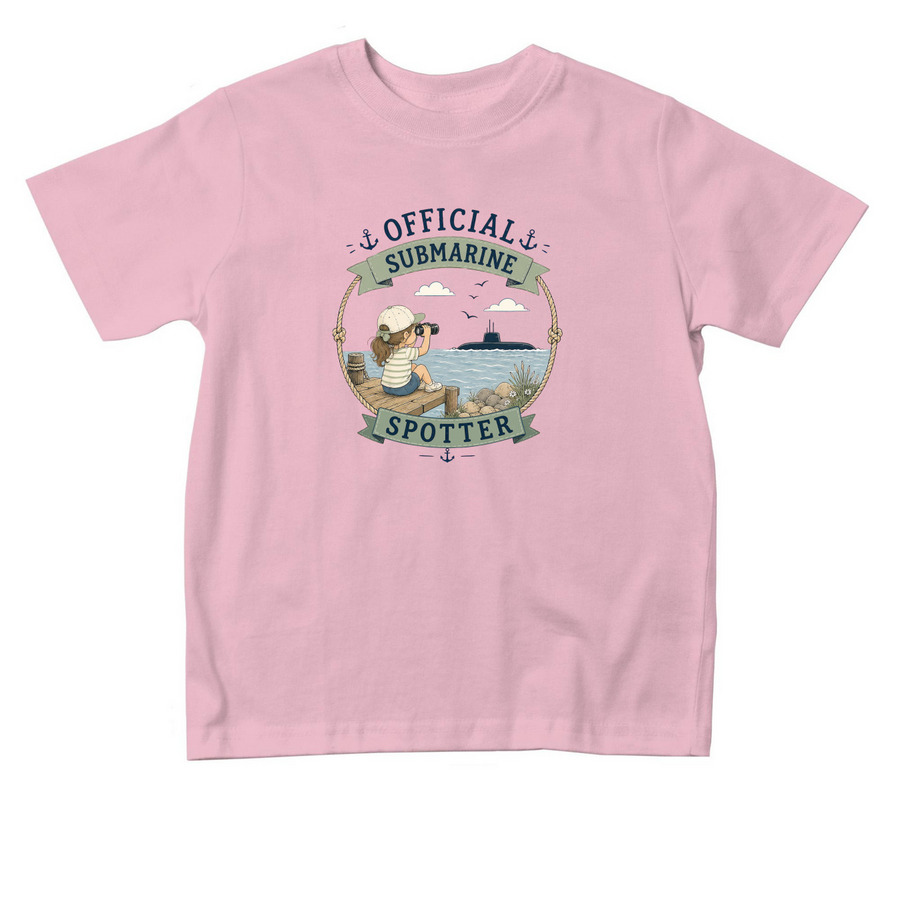 Girls Submarine Spotter, a Pink Toddler Tee