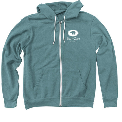 Supporting Bears and Staying Warm, a Heather Deep Teal Zip Up Hoodie