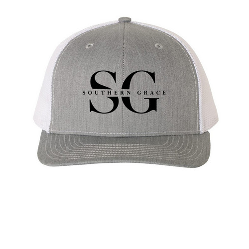 Southern Grace&nbsp;, a Heather Grey/ White Printed Snapback Trucker Cap