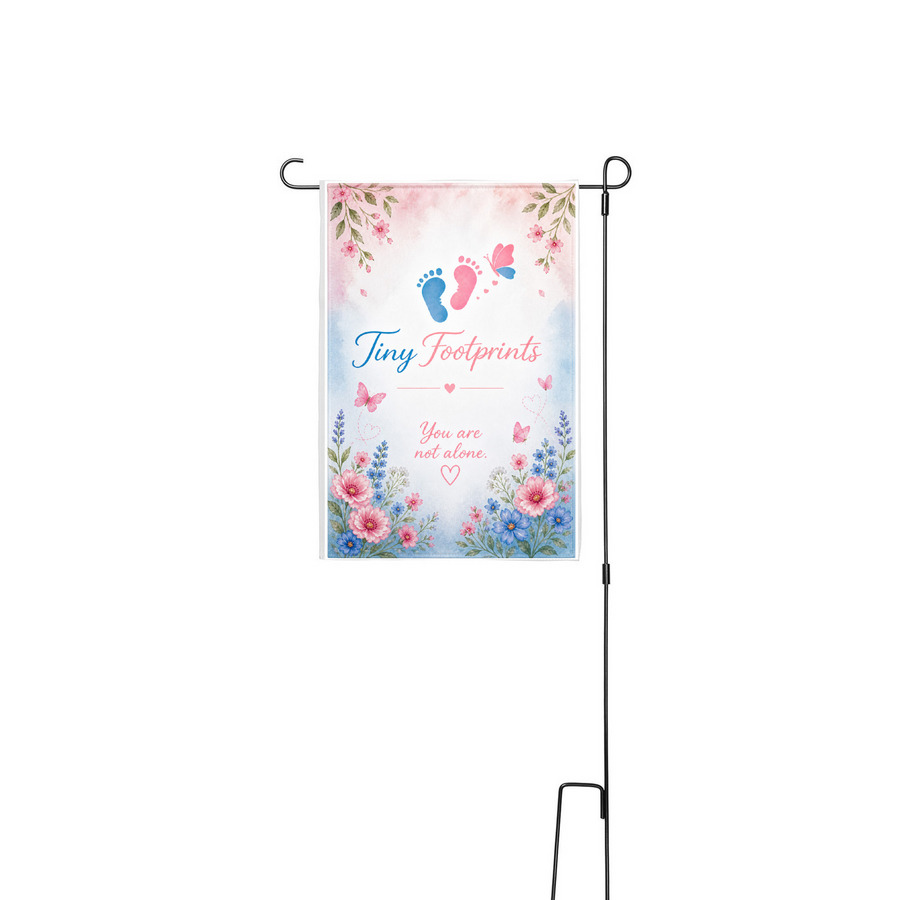 Tiny Footprints Awareness Flag, a White 12" x 18" Yard Flag with Stake
