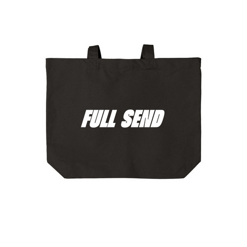 RESET FULL SEND Tote Bag, a Deep Black Cotton Canvas Tote Bag