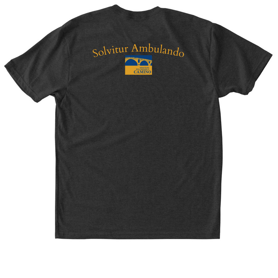 American Pilgrims on the Camino, a Vintage Black Triblend Unisex Tee (back-view)