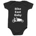 Bike East Baby Onesie, a Black Infant Onesie