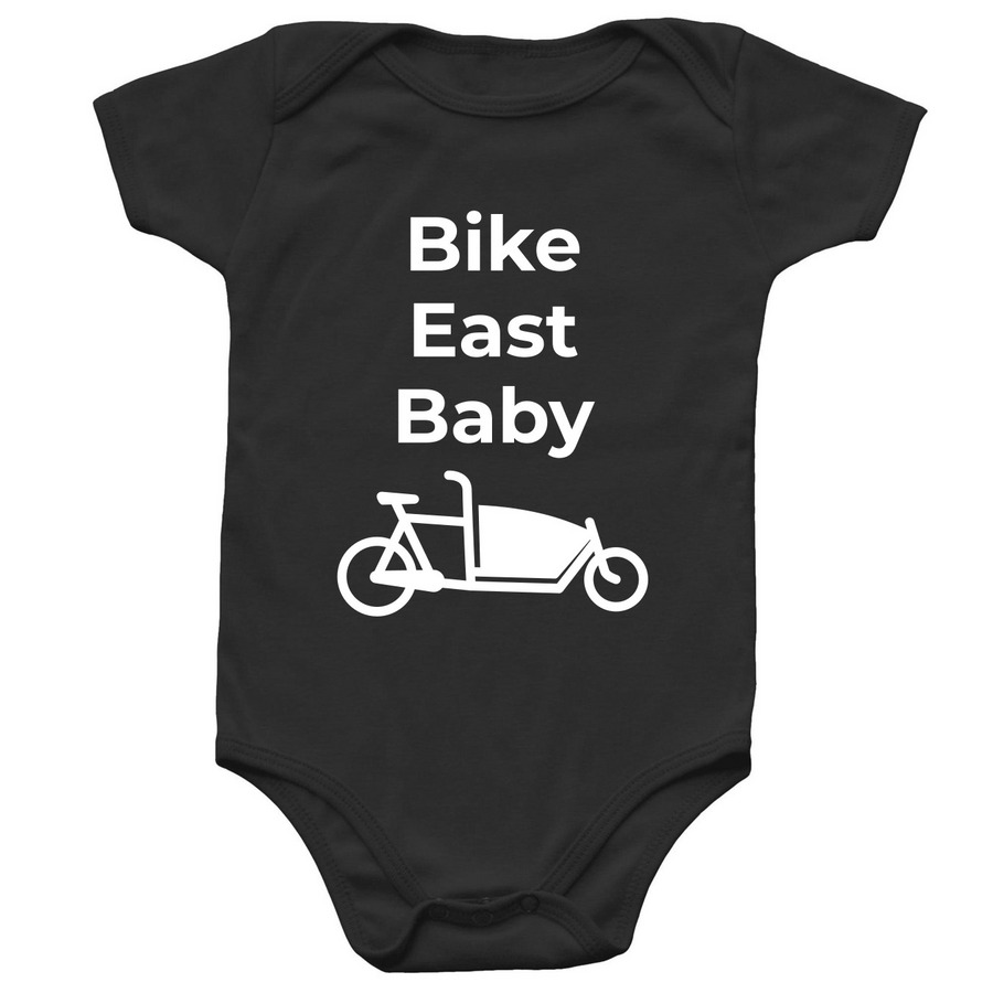 Bike East Baby Onesie, a Black Infant Onesie