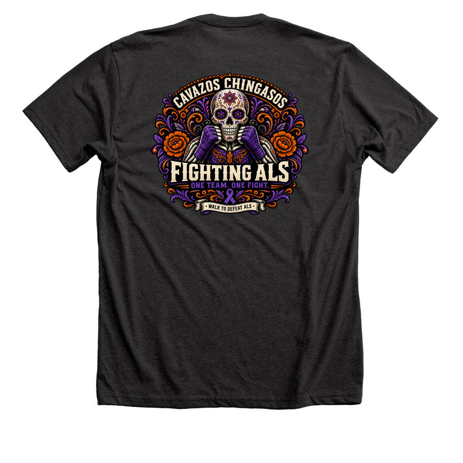 Walk to Defeat ALS: Team Cavazos, a Dark Grey Heather Premium Unisex Tee (back-view)
