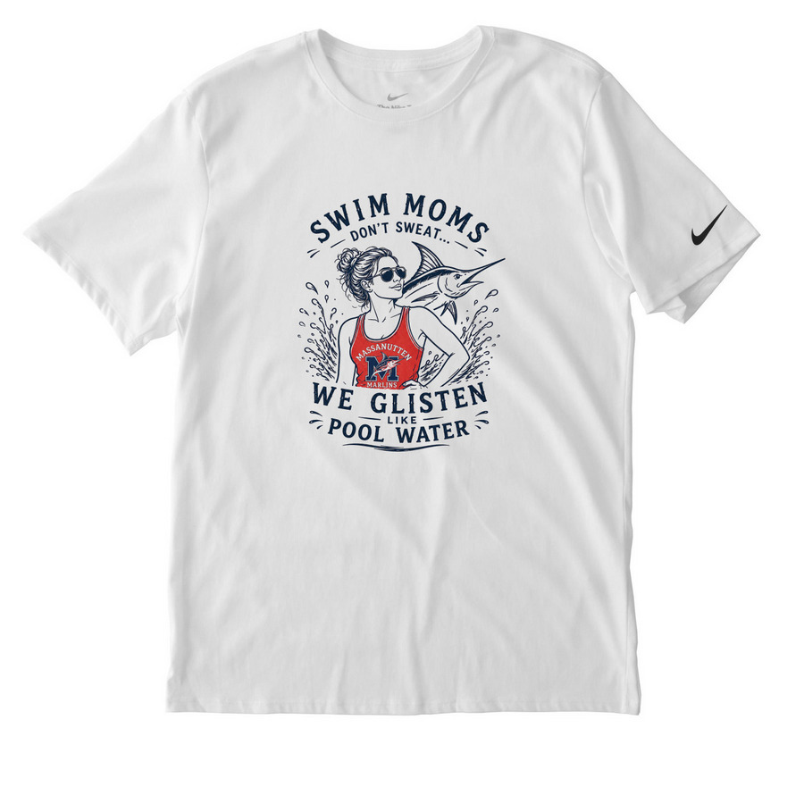 Glisten Like Pool Water, a White Nike Dri-FIT Jersey Blend Performance Tee