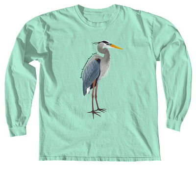 Great Blue Heron BEAT Shirts (black font), a Island Reef Comfort Colors Long Sleeve Tee