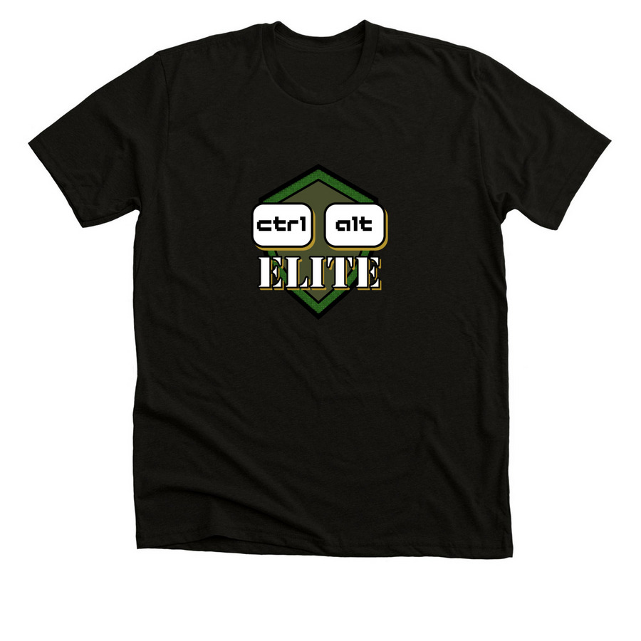Ctrl Alt ELITE, a Black Heather Premium Unisex Tee