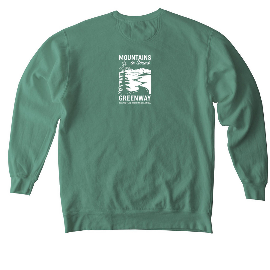 Wild & Scenic, a Light Green Comfort Colors Crewneck Sweatshirt (back-view)