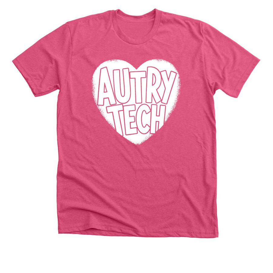 Autry Tech Heart - White, a Heather Charity Pink Premium Unisex Tee