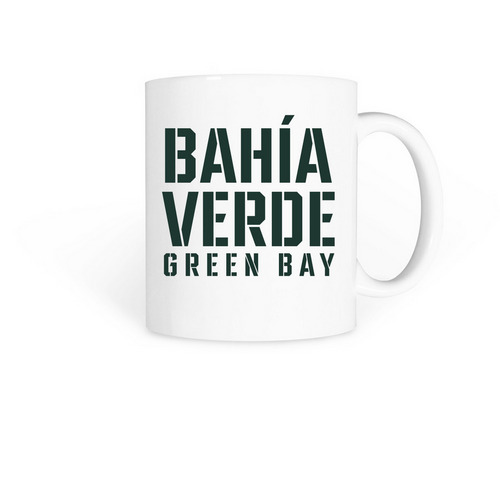 Bah?a Verde Green Bay Classic Green Mugs, a White Coffee Mug