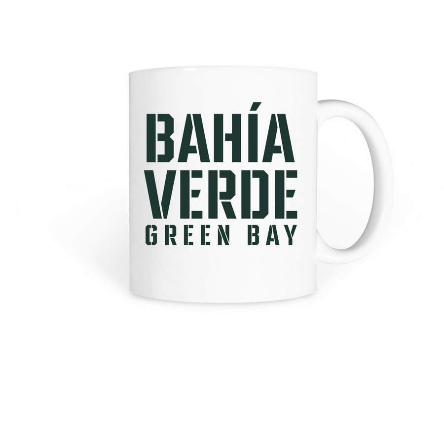 Bah?a Verde Green Bay Classic Green Mugs, a White Coffee Mug