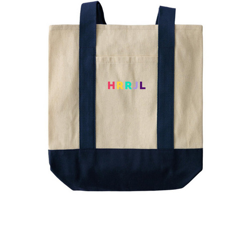HRRJL TOTE, a Natural/Navy Two-Tone Grocery Tote Bag