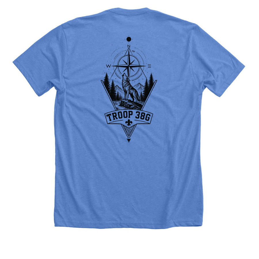 Troop 38G&nbsp;, a Heather Columbia Blue Premium Unisex Tee (back-view)