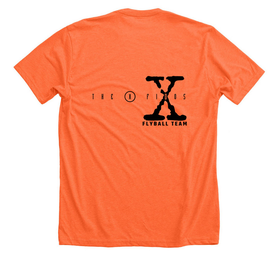 The X-Fidos T-Shirts, a Heather Orange Premium Unisex Tee (back-view)