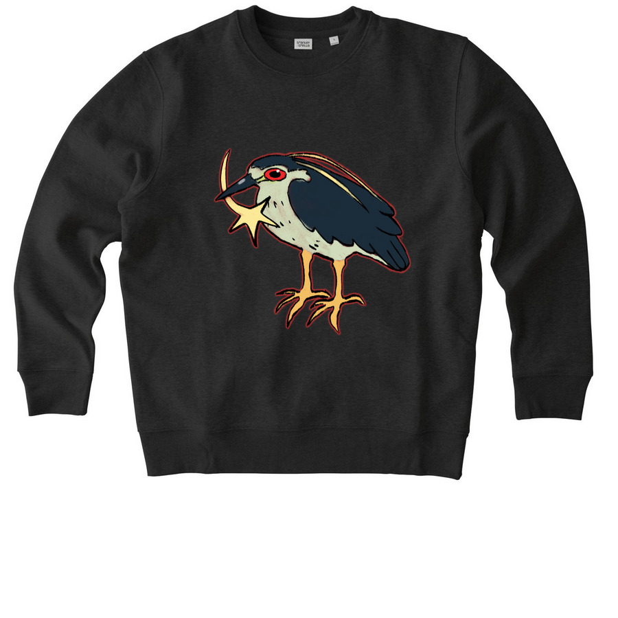 Crash Out Night Heron Tee, a Dark Heather Grey Stanley/Stella Unisex Changer 2.0 Crewneck Sweatshirt