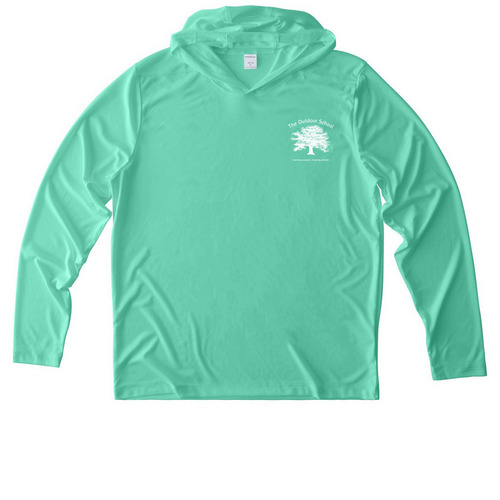 Outdoor School Sun Shirts, a Bright Seafoam UV Performance Long Sleeve Hoodie