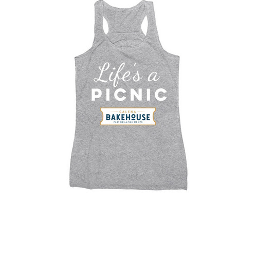 Galena Bakehouse: Life's a Picnic, a Athletic Heather Women's Racerback