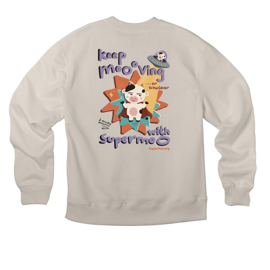SuperMoo & DracuMoo, a Dust Premium Heavyweight Crewneck Sweatshirt (back-view)