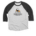 TBR 3/4 Sleeve Baseball Tee, a Black and Heather White 3/4 Sleeve Baseball Tee