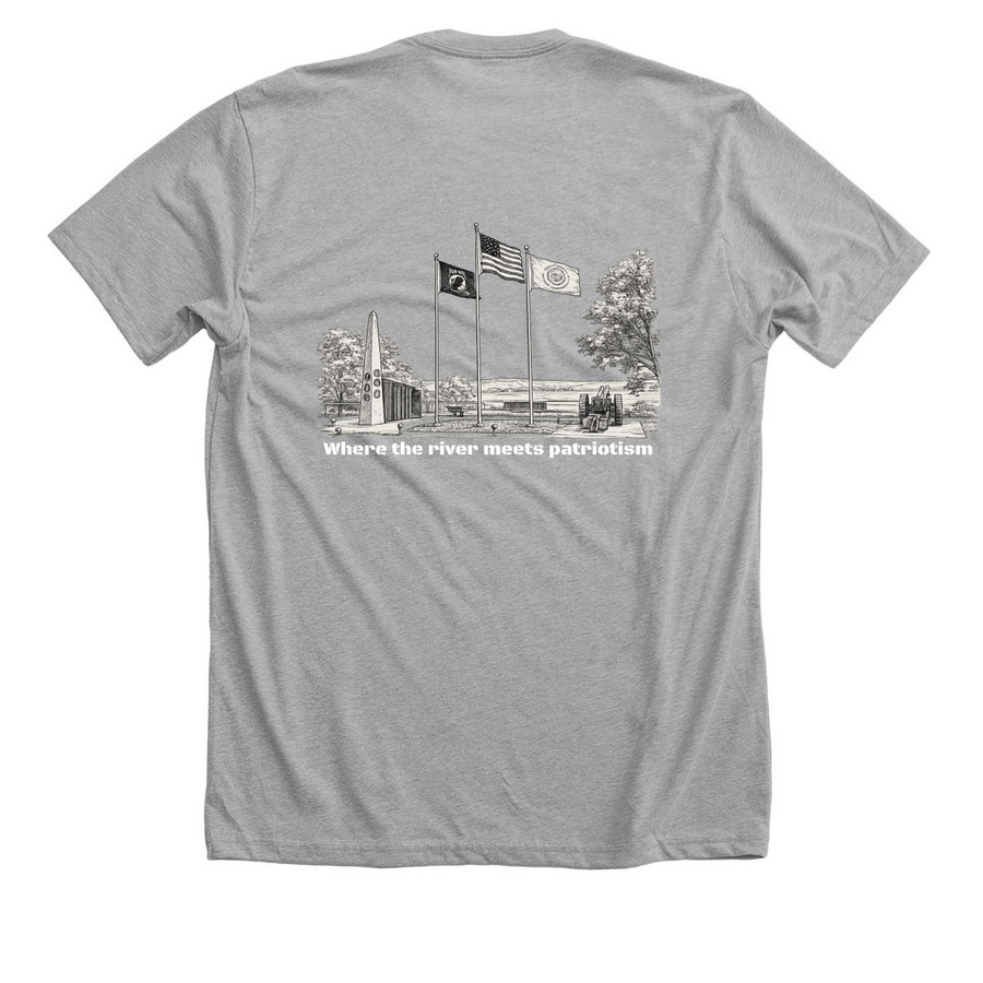 River Meets Patriotism&nbsp;, a Athletic Heather Premium Unisex Tee (back-view)