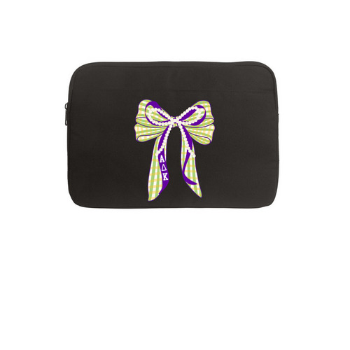 ADK Bows and Pearls Laptop Sleeve, a Black Canvas Laptop Sleeve