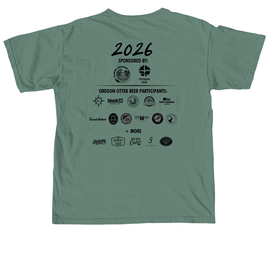 2026 Oregon Otter Beer Festival Shirts, a Light Green Comfort Colors Unisex Tee (back-view)